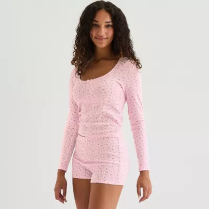 Arizona Body Womens Pointelle Long Sleeve 2-pc. Pajama Sets