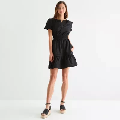 Be by CHETTA B Womens Short Sleeve Fit + Flare Dress