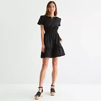 Be by CHETTA B Womens Short Sleeve Fit + Flare Dress