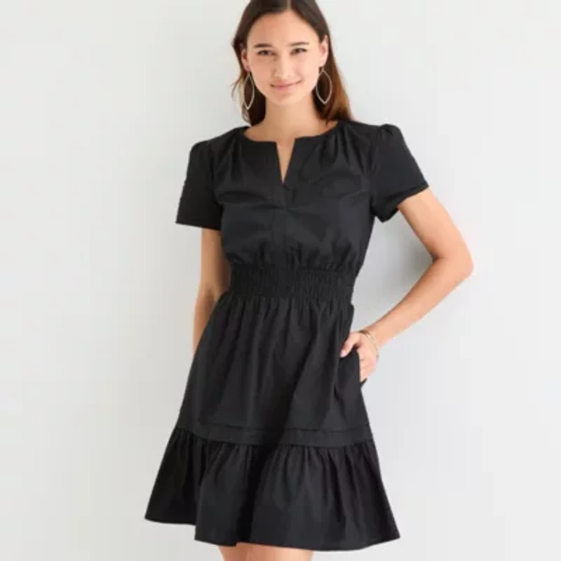 Be by CHETTA B Womens Short Sleeve Fit + Flare Dress