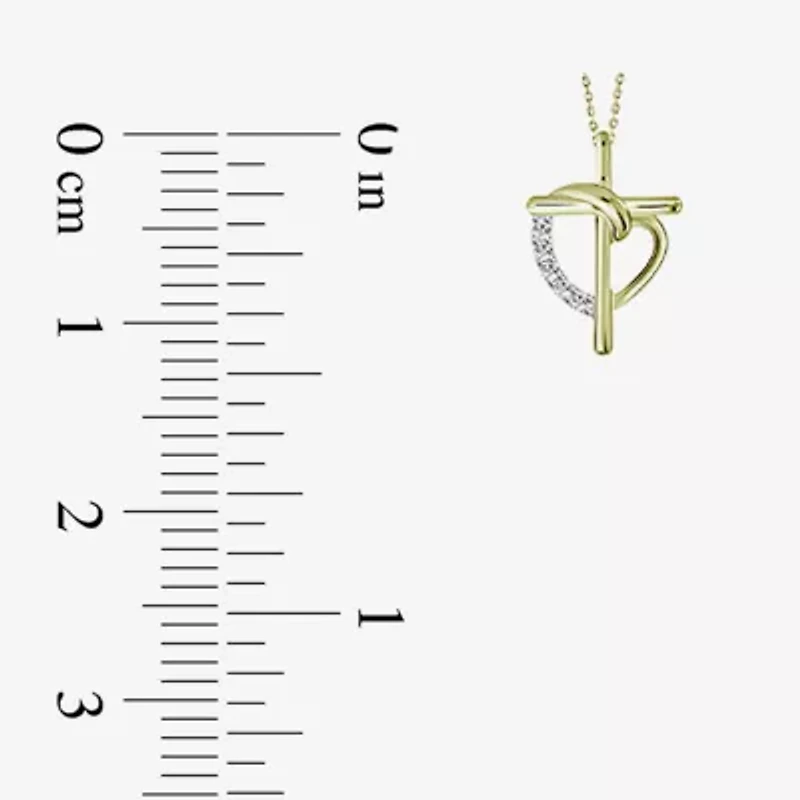 Womens Diamond Accent Natural White Diamond 10K Gold Cross 18 Inch Pendant Necklace