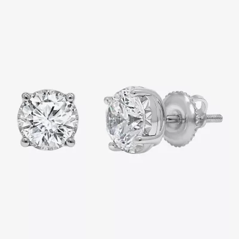 Si2,I 2 CT. T.W. Lab Grown White Diamond Sterling Silver 5.4mm Round Stud Earrings