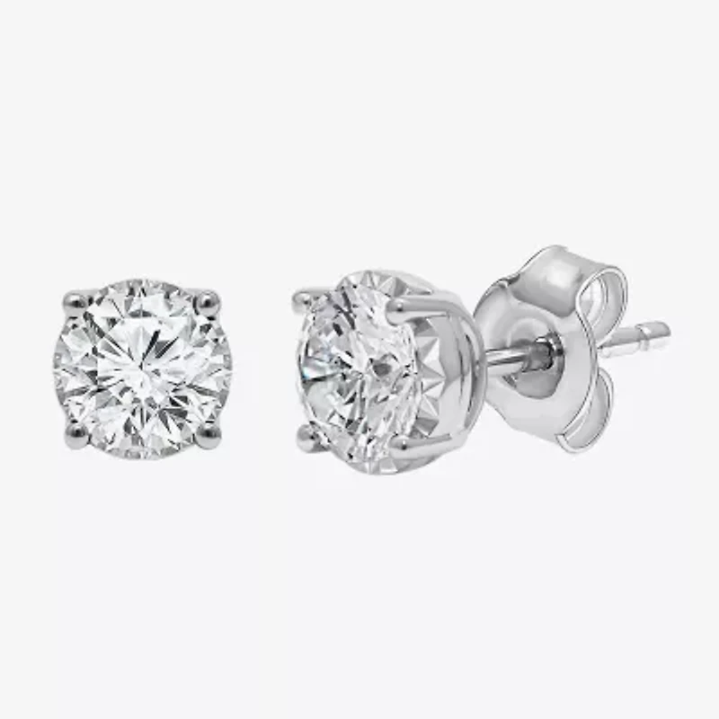 Si2,I 1 1/2 CT. T.W. Lab Grown White Diamond Sterling Silver Round Stud Earrings