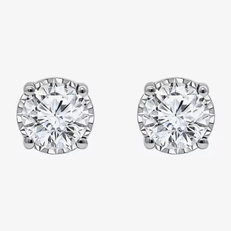 Si2,I 1 CT. T.W. Lab Grown White Diamond Sterling Silver 5.1mm Round Stud Earrings