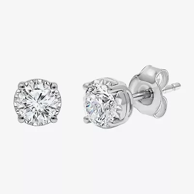 Si2,I 1 CT. T.W. Lab Grown White Diamond Sterling Silver 5.1mm Round Stud Earrings
