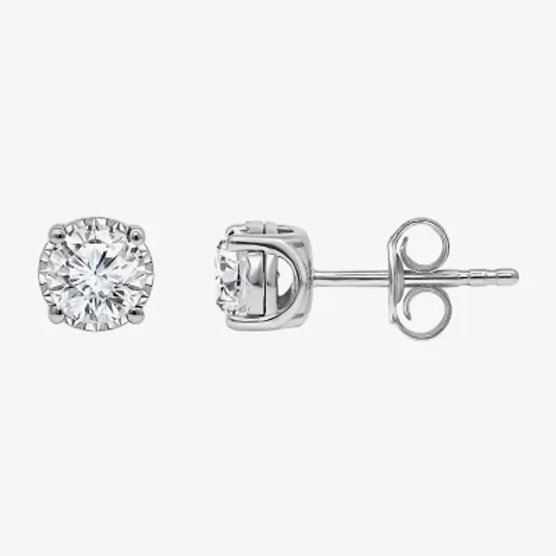 Si2,I 1 CT. T.W. Lab Grown White Diamond Sterling Silver 5.1mm Round Stud Earrings