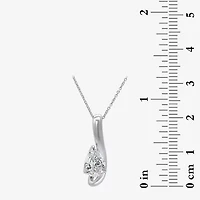 Womens 1 CT. T.W. Lab Grown White Diamond 10K White Gold Pear 18 Inch Pendant Necklace