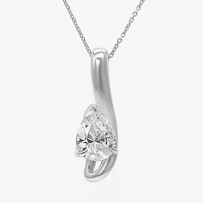 Womens 2 CT. T.W. Lab Grown White Diamond 10K White Gold Pear 18 Inch Pendant Necklace