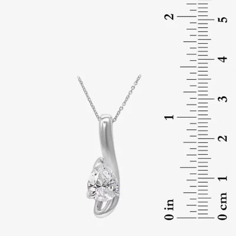 Womens 2 CT. T.W. Lab Grown White Diamond 10K White Gold Pear 18 Inch Pendant Necklace