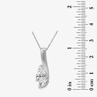 Womens 2 CT. T.W. Lab Grown White Diamond 10K White Gold Pear 18 Inch Pendant Necklace