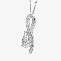 Womens 2 CT. T.W. Lab Grown White Diamond 10K White Gold Pear 18 Inch Pendant Necklace