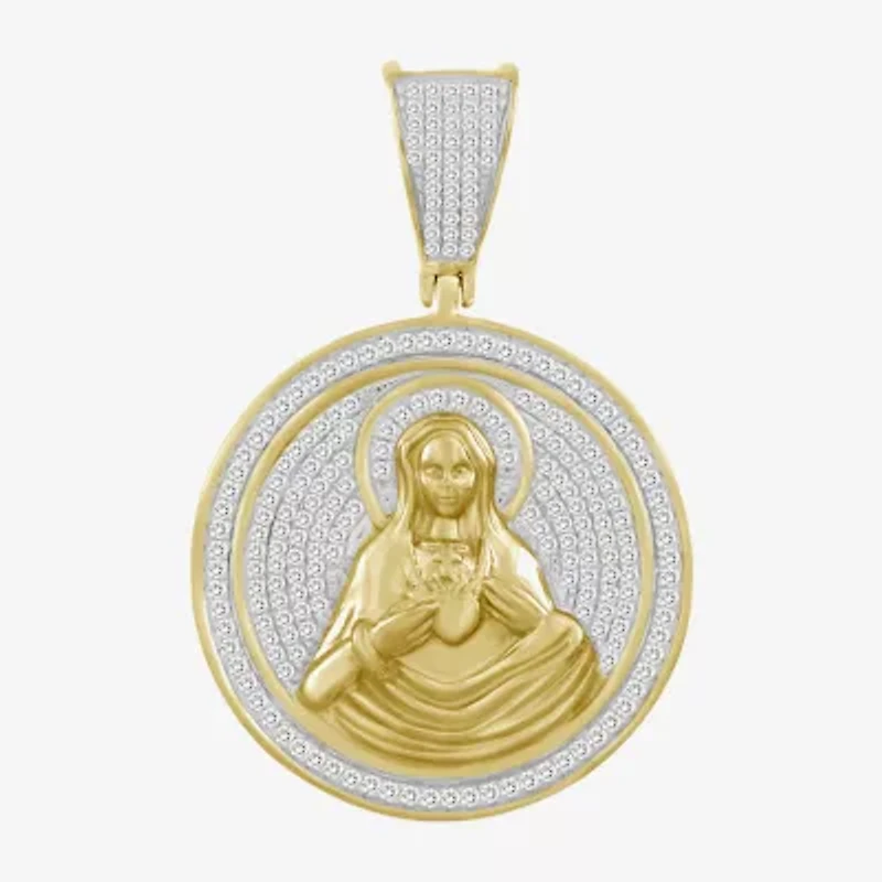 "Immaculate Heart Of Mary" Mens 1/2 CT. T.W. Natural White Diamond 10K Gold Pendant