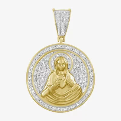 "Immaculate Heart Of Mary" Mens 1/2 CT. T.W. Natural White Diamond 10K Gold Pendant