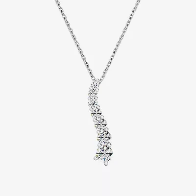 Womens 1 CT. T.W. Lab Grown White Diamond Sterling Silver 18 Inch Pendant Necklace