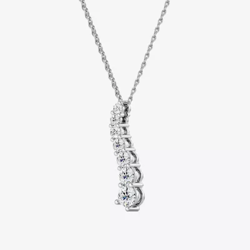Womens 1 CT. T.W. Lab Grown White Diamond Sterling Silver 18 Inch Pendant Necklace
