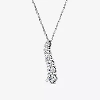 Womens 1 CT. T.W. Lab Grown White Diamond Sterling Silver 18 Inch Pendant Necklace
