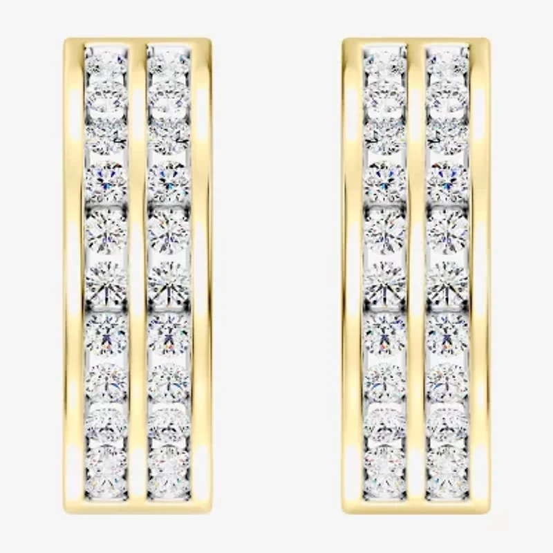 Womens 1 CT. T.W. Lab Grown White Diamond 14K Gold Over Silver Sterling Silver 17.9mm Hoop Earrings
