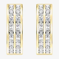 Womens 1 CT. T.W. Lab Grown White Diamond 14K Gold Over Silver Sterling Silver 17.9mm Hoop Earrings