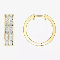 Womens 1 CT. T.W. Lab Grown White Diamond 14K Gold Over Silver Sterling Silver 17.9mm Hoop Earrings