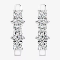 Womens 1 CT. T.W. Lab Grown White Diamond Sterling Silver 23.3mm Hoop Earrings