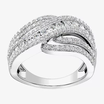 Womens 1 CT. T.W. Lab Grown White Diamond Sterling Silver Cocktail Ring