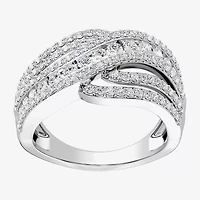 Womens 1 CT. T.W. Lab Grown White Diamond Sterling Silver Cocktail Ring