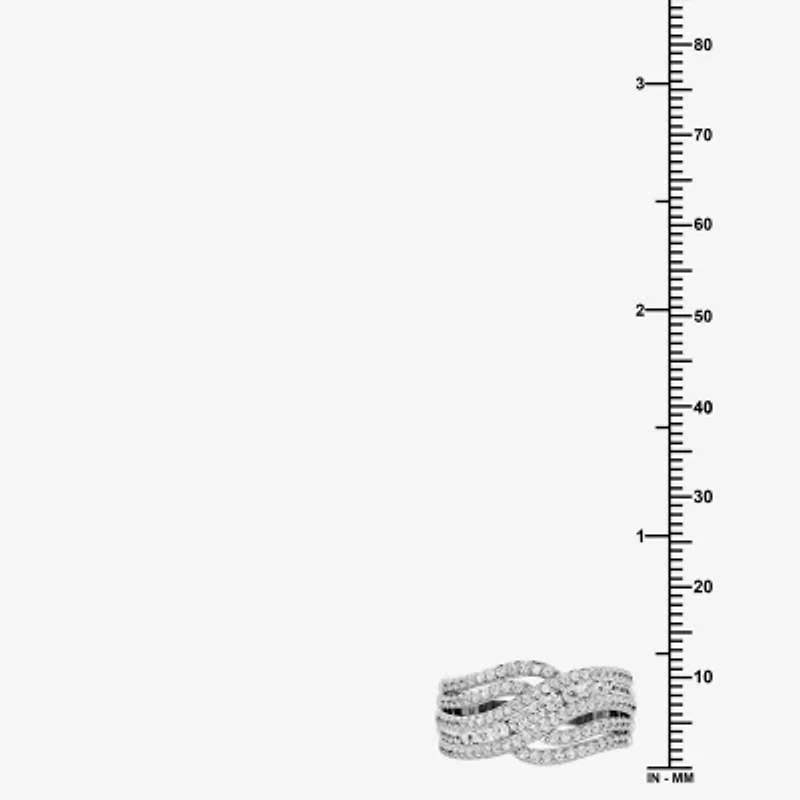 Womens 1 CT. T.W. Lab Grown White Diamond Sterling Silver Cocktail Ring