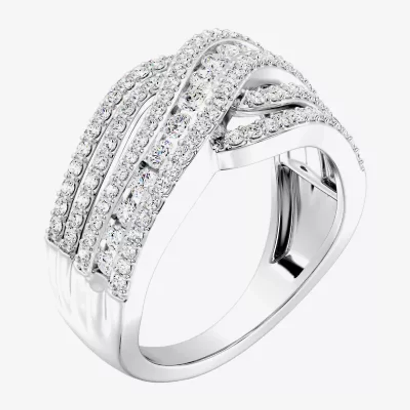 Womens 1 CT. T.W. Lab Grown White Diamond Sterling Silver Cocktail Ring