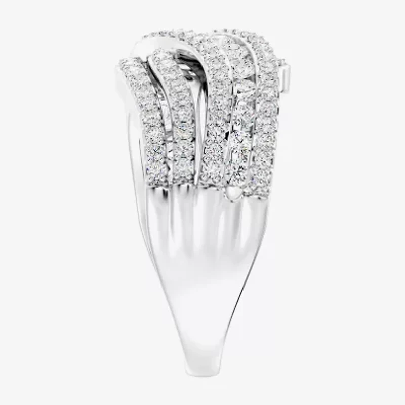 Womens 1 CT. T.W. Lab Grown White Diamond Sterling Silver Cocktail Ring