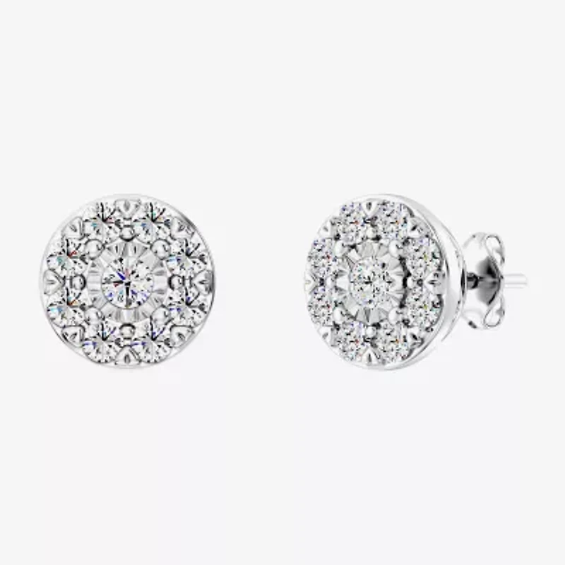 1 CT. T.W. Lab Grown White Diamond Sterling Silver 9.7mm Round Stud Earrings