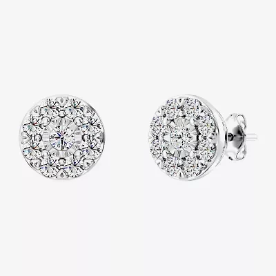 1 CT. T.W. Lab Grown White Diamond Sterling Silver 9.7mm Round Stud Earrings
