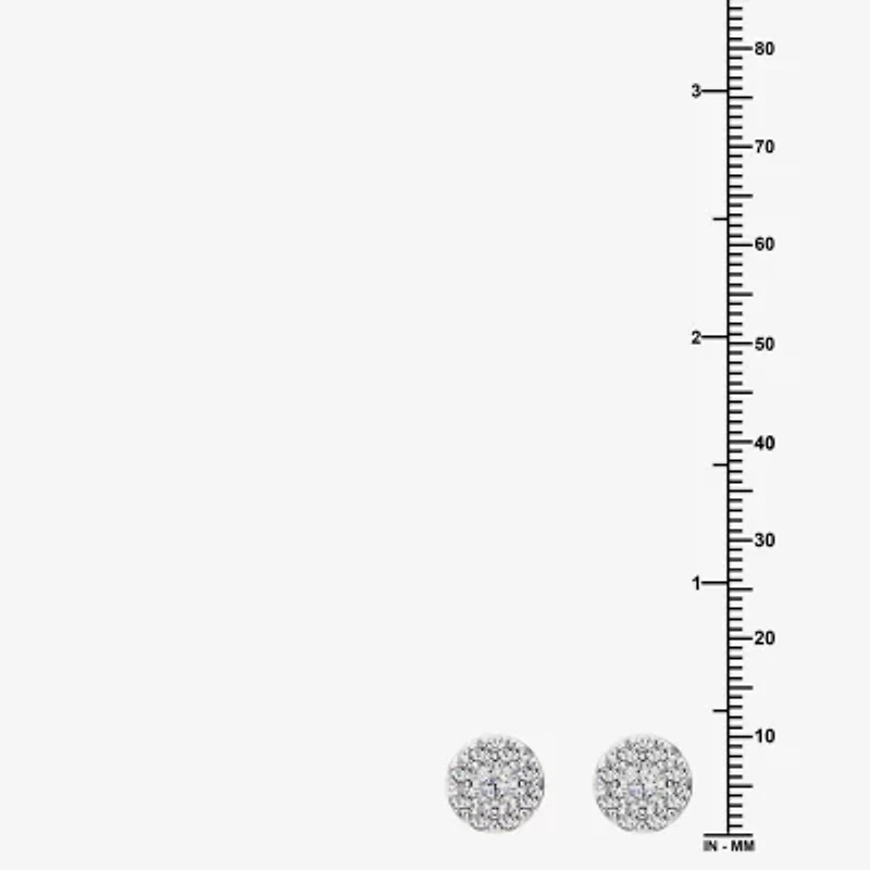 1 CT. T.W. Lab Grown White Diamond Sterling Silver 9.7mm Round Stud Earrings