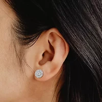 1 CT. T.W. Lab Grown White Diamond Sterling Silver 9.7mm Round Stud Earrings