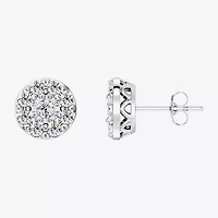 1 CT. T.W. Lab Grown White Diamond Sterling Silver 9.7mm Round Stud Earrings