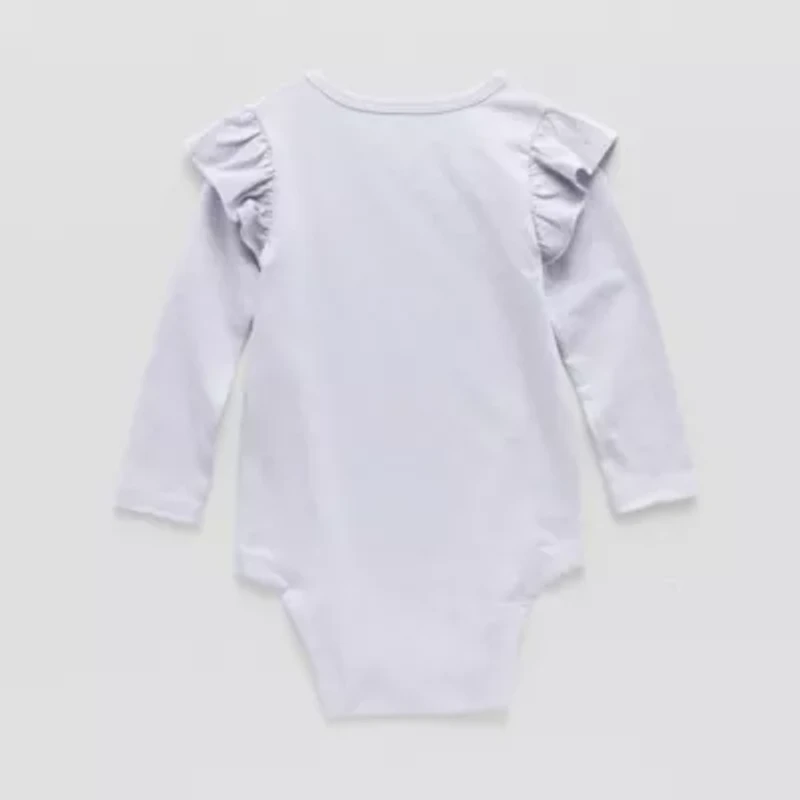 Okie Dokie Baby Girls Round Neck Long Sleeve Bodysuit