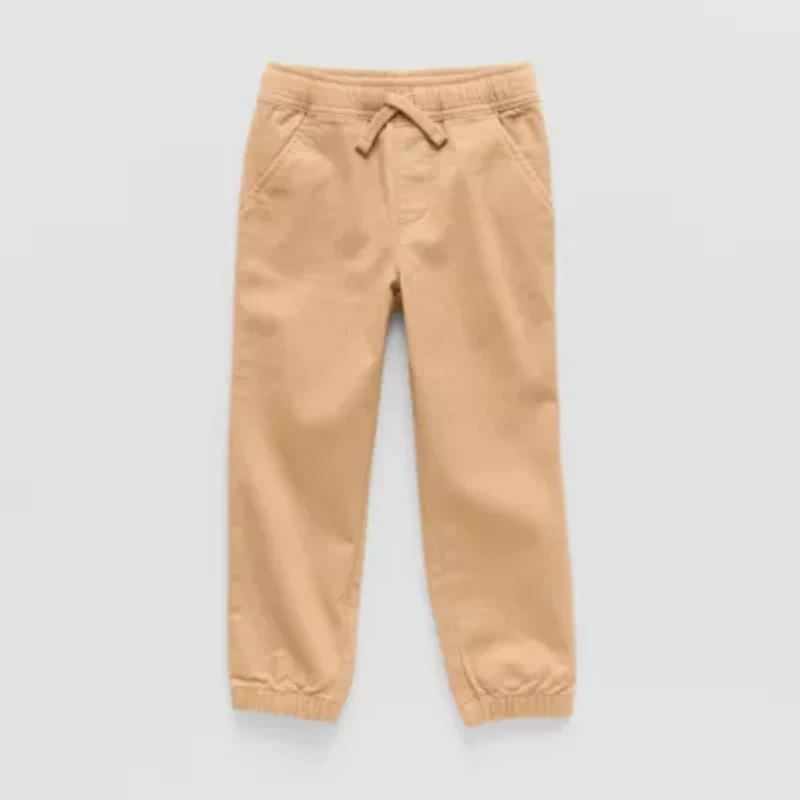 Okie Dokie Twill Toddler & Little Boys Drawstring Waist Straight Regular Fit Jogger Pant