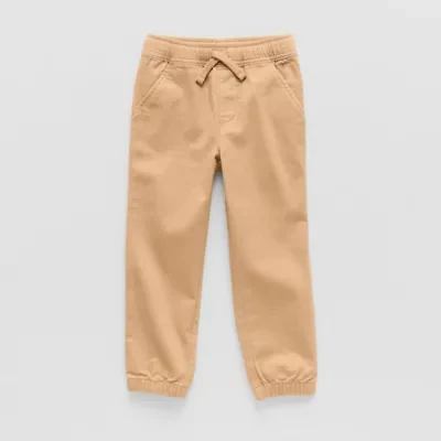 Okie Dokie Twill Toddler & Little Boys Drawstring Waist Straight Regular Fit Jogger Pant