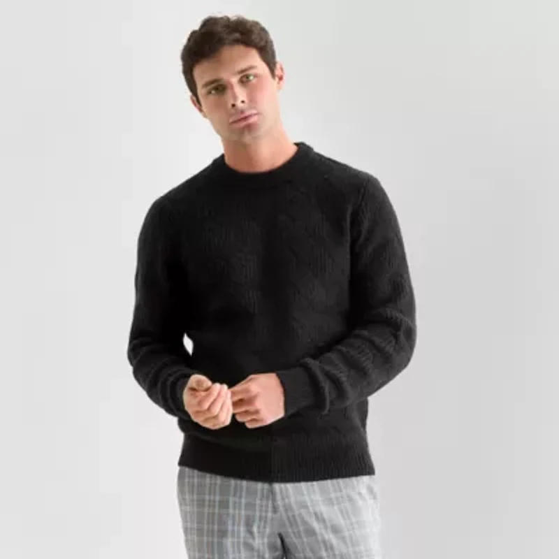 J. Ferrar Mens Crew Neck Long Sleeve Pullover Sweater