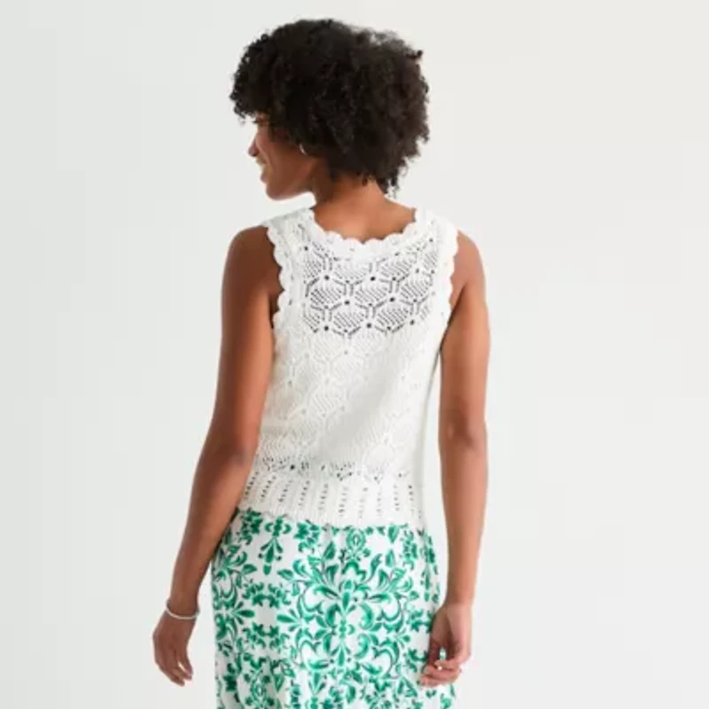 by&by Juniors Womens Crew Neck Sleeveless Pullover Sweater