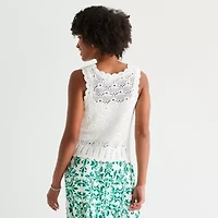 by&by Juniors Womens Crew Neck Sleeveless Pullover Sweater