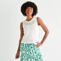 by&by Juniors Womens Crew Neck Sleeveless Pullover Sweater