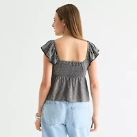 Arizona Womens Juniors Sweetheart Neck Sleeveless Babydoll Top