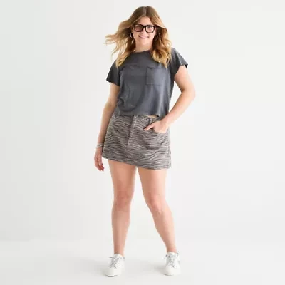 Arizona Womens Juniors Plus Denim Skirt