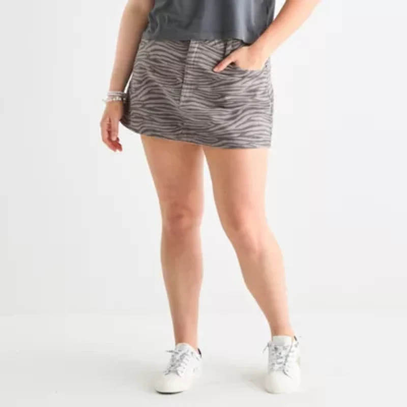 Arizona Womens Juniors Plus Denim Skirt