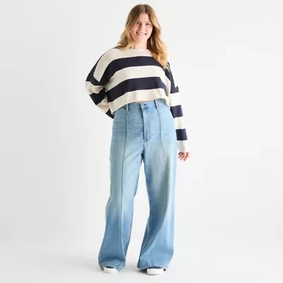Arizona Juniors Plus Womens Highest Rise Wide Leg Jean