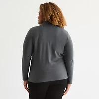 St. John's Bay Womens Long Sleeve Mock Neck Top Plus