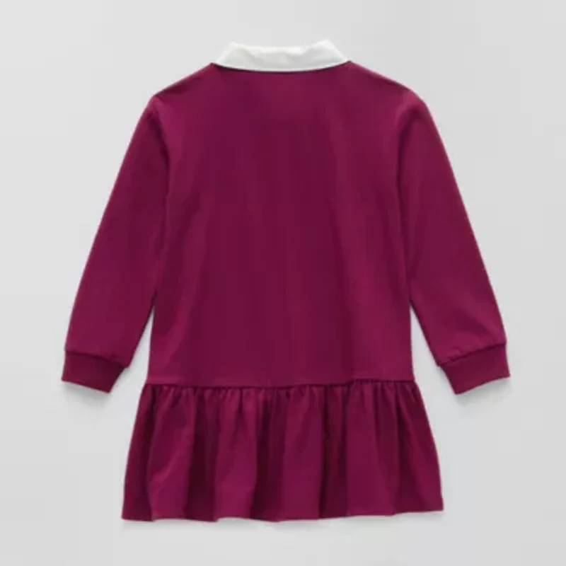 Okie Dokie Toddler & Little Girls Long Sleeve Cuffed A-Line Dress