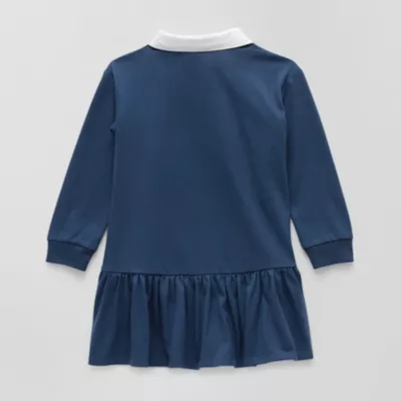 Okie Dokie Toddler & Little Girls Long Sleeve Cuffed A-Line Dress