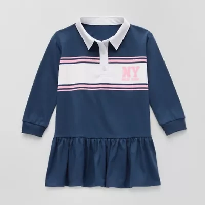 Okie Dokie Toddler & Little Girls Long Sleeve Cuffed A-Line Dress