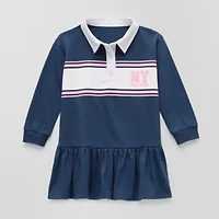 Okie Dokie Toddler & Little Girls Long Sleeve Cuffed A-Line Dress